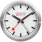 Mondaine Mini Horloge Murale et réveil avec boîtier en Aluminium, trotteuse à tic-tac, dans la Couleur: Argent/Gris, Verre : Verre minéral, A997.MCAL.16SBB.1