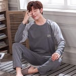 Homme Pyjama Set,Pyjamas Pour Hommes Homewear Pyjamas D’Automne Pyjamas En Coton Ensemble Avec Pantalons De Nuit Masculins Manches Longues Vêtements De Maison En Coton Pour Hommes, Gris Clair,Xxl