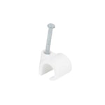 DEBFLEX Attache-Câble Range Fixation électrique-Clips Serre Cavalier Cable 700414 Lot de 100 Attaches Fils (Diamètres 8 à 12 mm) sous Boite avec Accroche Blanc