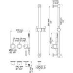 VOLA Indbygningstermostat med fast afgangsmuffe T2 håndbruser med metalslange og holder til højre Rosetter Krom 16 3/4''RG/PEX