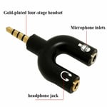 3.5mm Stereo Splitter Audio to Mic Headset Jack Plug Y Adapter-New