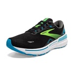 BROOKS Men's Adrenaline GTS 23 Sneaker, Black/Hawaiian Ocean/Green, 9 UK X-Wide