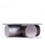 Dusty Deco - Cross Sofa Table Polished Stainless Steel Glass Top Ø110 cm - Sofabord - Edin & Lina Kjellvertz - Sølv - Glass/Metall