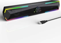 Enceinte Pc,Barre De Son Avec Lumieres Rgb,Connexion Usb Ou Bluetooth,Haut Parleur Son Stereo,Pour Ordinateur De Bureau Portable Telephone Tablette