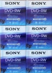 6 mini DVD+RW SONY  60 min 2.8 GB/GO  8 cm  (double face) pour camescope neufs