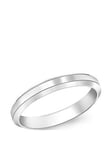 Love GOLD 9ct White Gold 3mm Bevel Edge Wedding Band, White Gold, Size O, Women