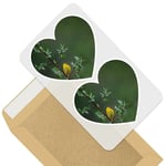 2 x Heart Stickers 7.5 cm - Little Yellow Bird Tree Rain Nature  #45583