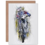 Dirt Bike Motocross Sport Graphic Greetings Card Plus Envelope Blank inside