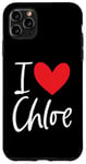 Coque pour iPhone 11 Pro Max Cœur personnalisé avec inscription « I Love Chloe »