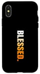 Coque pour iPhone X/XS Orange Blessed. Graphique vertical couleur orange