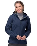 33,000ft Veste softshell imperméable et respirante pour femme - Veste d'hiver chaude en polaire - Coupe-vent - Avec capuche, Bleu foncé/gris foncé, M