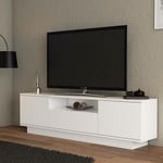 Meuble TV Blanc, Design Simple et Épuré, 160x45x30 cm, Pour Salon Moderne ou Chambre Minimaliste