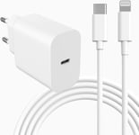 Usb C Chargeur Rapide Iphone Pd 20W Et 2M Câble Usb C Vers Lightning Pr Secteur Mural Type C Alimentation Adaptateur Pour Iphone 14/14 Plus/14 Pro/14 Pro /13/12/11/Se/X/Xs/Xr