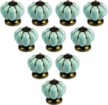 Paquet de 10 boutons en forme de citrouille en céramique Vintage de Style européen bleu clair pour tiroir de porte, commode de cuisine, placard