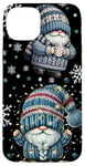 iPhone 15 Plus Blue Snowflake Pattern For Women & Men Funny Christmas Gnome Case