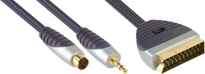 Bandridge S-VHS S Video 3.5mm AV Audio to Scart Switchable 24K Gold Cable 10m