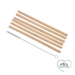 Homéa, Set de 6 Pailles en Bambou Réutilisable 20 cm + Brosse