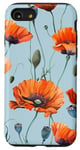 Coque pour iPhone SE (2020) / 7 / 8 Motif coquelicot orange sur fond bleu clair