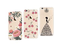 Apple IPHONE 6, IPHONE 6s - Pack Of 3 Shells Soft Gel And Solid With Patterned