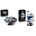 LEGO Star Wars Millenium Falcon 25th Anniversary Set for Adults, Collectible A New & Star Wars Captain Rex Helmet Set, The Clone Wars Collectible for Adults, 2023 Series Model Collection