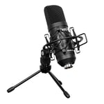 CASCHA HH 5050 Kit microphone XLR à condensateur avec support de table et câble XLR et protection contre le vent Idéal pour le streaming en direct et la conférence vidéo