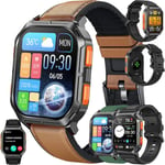 Montre Connectée Homme Avec Appels Bluetooth, 2,01"" Smartwatch Avec 123 Modes Sportifs/Spo2/Lecteur De Musique/Fréquence Cardiaque/Sommeil/Podomètre Bracelet Pour Android Ios (Noir Orange)