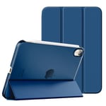 MoKo Case Fit New iPad Mini 6 2021 (6th Generation, 8.3-inch) - Slim Lightweight Hard Clear Back Shell Stand Cover with Translucent Frosted Back Protector, with Auto Wake/Sleep, Dark Sea Blue