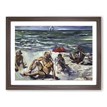 The Beaches Of Forte Del Marmi By Lovis Corinth Classic Painting Framed Wall Art Print, Ready to Hang Picture for Living Room Bedroom Home Office Décor, Walnut A3 (46 x 34 cm)