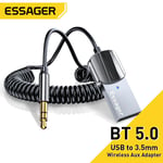 Langaton Essager Bluetooth 5.0 lähetinvastaanotin sovitin Autokaiutin USB 3,5 mm Aux Audio Music Dongle Handsfree Kit autolle