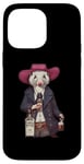 Coque pour iPhone 14 Pro Max Opossum américain dans un chapeau de cowboy buvant une bouteille de whisky