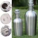 Bouteille De Bière En Acier Inoxydable 1l 2l, Bouteille D'eau Durable, Pratique, Thermos, Couvercle Rabattable Anti-Fuite, Fût D'isolation Pour Sport En Plein Air, 1 Pièce