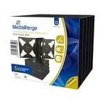 MediaRange Box34 – 4 Caisse Transparent pour CD 4discos Noir Housse pour disques optiques – Pochettes pour disques optiques (Boitier transparent pour CD, 4 disques, noir, en plastique, 120 mm, 140 mm)