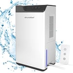 Dehumidifier for Home with Drain Hose, 2L Water Tank, Dual Semiconductor, Auto Shut off, Auto Defrost, Portable Dehumidifier for Bedroom, Bathroom, RV, Basement, Closet