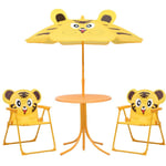 Bonnevie - Ensemble Table + 2 Chaises de bistro avec parasol pour enfants - Table à manger avec Chaises Jaune BV592400