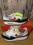 Nike Air Max 1 White/University Red Mens Size UK 9.5 EUR 44.5 US 10.5 HF0105-100