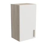 Meuble Haut de Cuisine Modulable 1 Porte - Cuisine Complete ‟ORIGAN” – Coloris Blanc Mat & Chêne - 40 x 30 x 70 cm