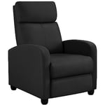 Yaheetech Fauteuil de Relaxation Chaise de Détente Siège de Canapé Fauteuil Relax/Chambre à Coucher/Home Cinéma Noir/Tissu