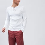 LIBERTO - t-shirt ajusté manches longues côtelé blanc homme