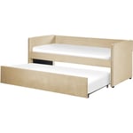 Lit Gigogne Banquette 90 x 200 cm Style Moderne en Velours Beige Troyes