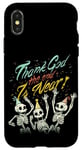 Coque pour iPhone X/XS Thank God The End is Near Skeletons Halloween Nouvel An