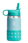 HYDRO FLASK - Kids Water Bottle 354 ml (12 oz) - Vacuum Insulated Stainless Steel Toddler Water Bottle - Silicone Flex Boot, Easy Sip Straw Lid - BPA-Free - Wide Mouth - Dew