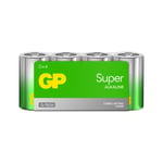 GP Super Alkaline D batteri, 13A/LR20, 4-pakning