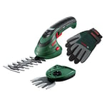 Bosch Cordless Hedge Trimmer / Grass Shear Set Isio (Lawn Edging and Shrub Shaping; 3.6 V; Blade Length: 12 cm; Tooth Spacing: 8 mm; XL Gardening Gloves Included; in Soft Bag) – Amazon Edition