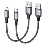 Câble USB C [50CM/Lot de 2 ], Cable Chargeur USB C Charge Rapide 3A Cable USB Type C Nylon Tressé pour Samsung Galaxy S22 S21 S20 S10 S9 S8 A51 A50 A20e, Huawei P40 P30, Redmi Note-Gris.[V232]