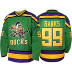 Herr Mighty Ducks 96 Charlie Conway 99 Adam Banks 33 Greg Goldberg Film Hockeytröja Grön 99  S