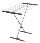 JUWEL Superdry Basic 40805 Clothes Airer (with Washing Lines, Drying Length 11 m, Aluminium, for Bathroom and Balcony), Linen, Obsidian Grey