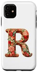 Coque pour iPhone 11 Monogrammed Christmas Floral Initial R Gingerbread Letter R