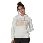 UGG Women's Rey UGGfluff Logo Hoodie Fleece, NIMBUS/SAND, XL