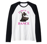 Silhouette of a woman dancing, I love to dance Raglan Baseball Tee