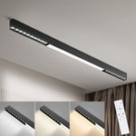 Plafonnier led Salon - 58W Spot de plafond 107CM long noir Lampe de salon Moderne Lampe de bureau Plafond Dimmable avec télécommande Eclairage de